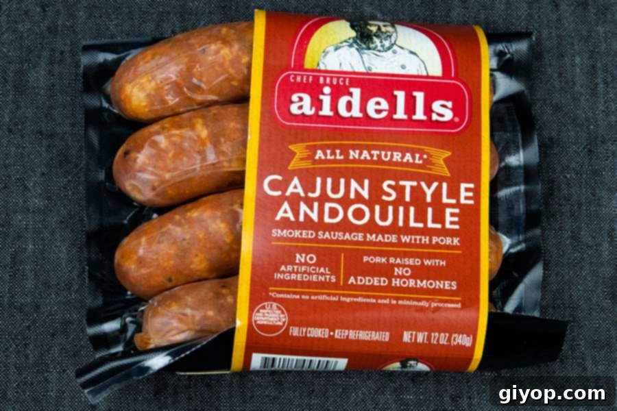 Package of store-bought cajun sytle andouille.