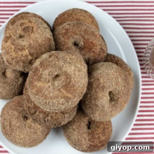 Ultimate Apple Cider Donuts Boiled Cider Edition 7 Delicious apple cider donuts served on a white platter with a fresh cup of cider.