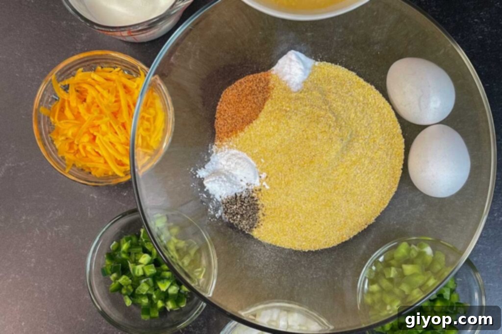 Ingredients for a creole cornbread