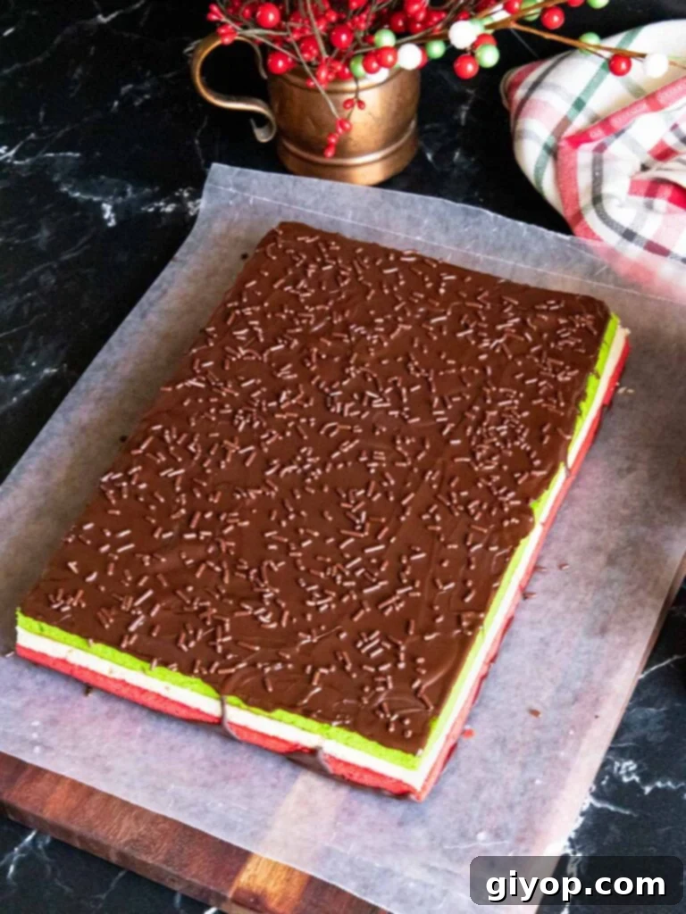 Sprinkles spread over the melted chocolate.