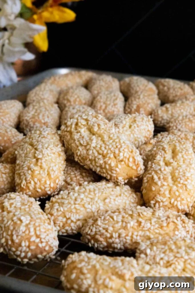 sesame seed cookies on baking sheet
