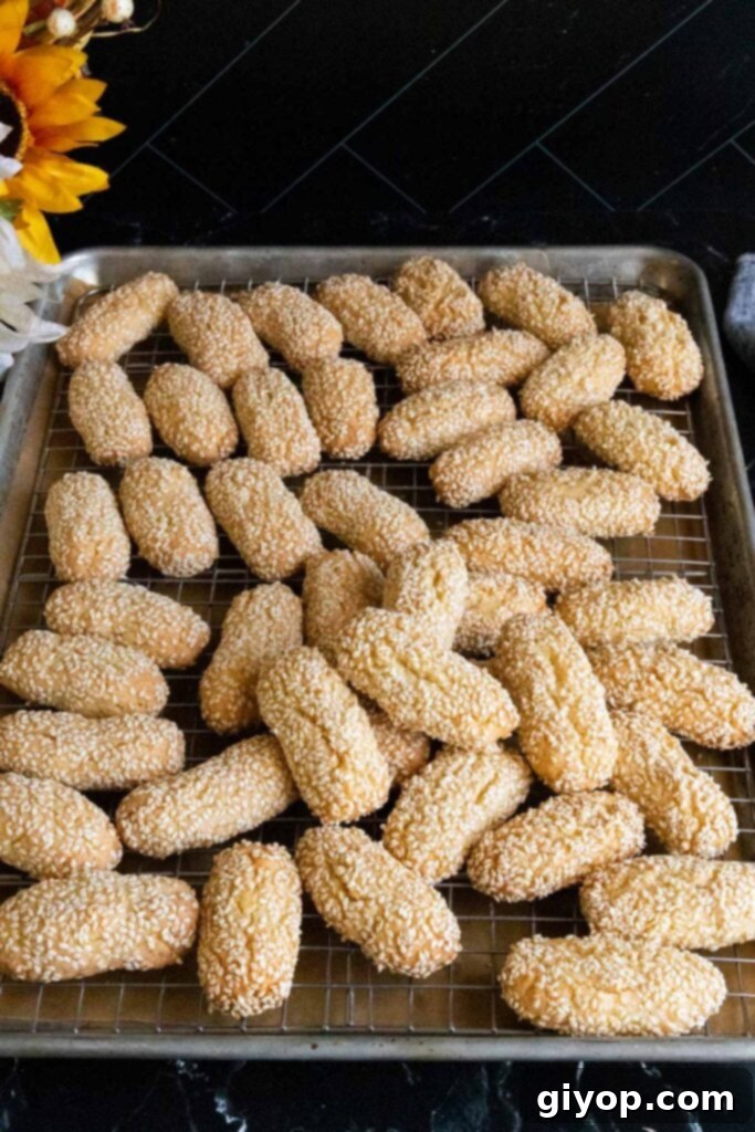 sesame seed cookies on baking sheet