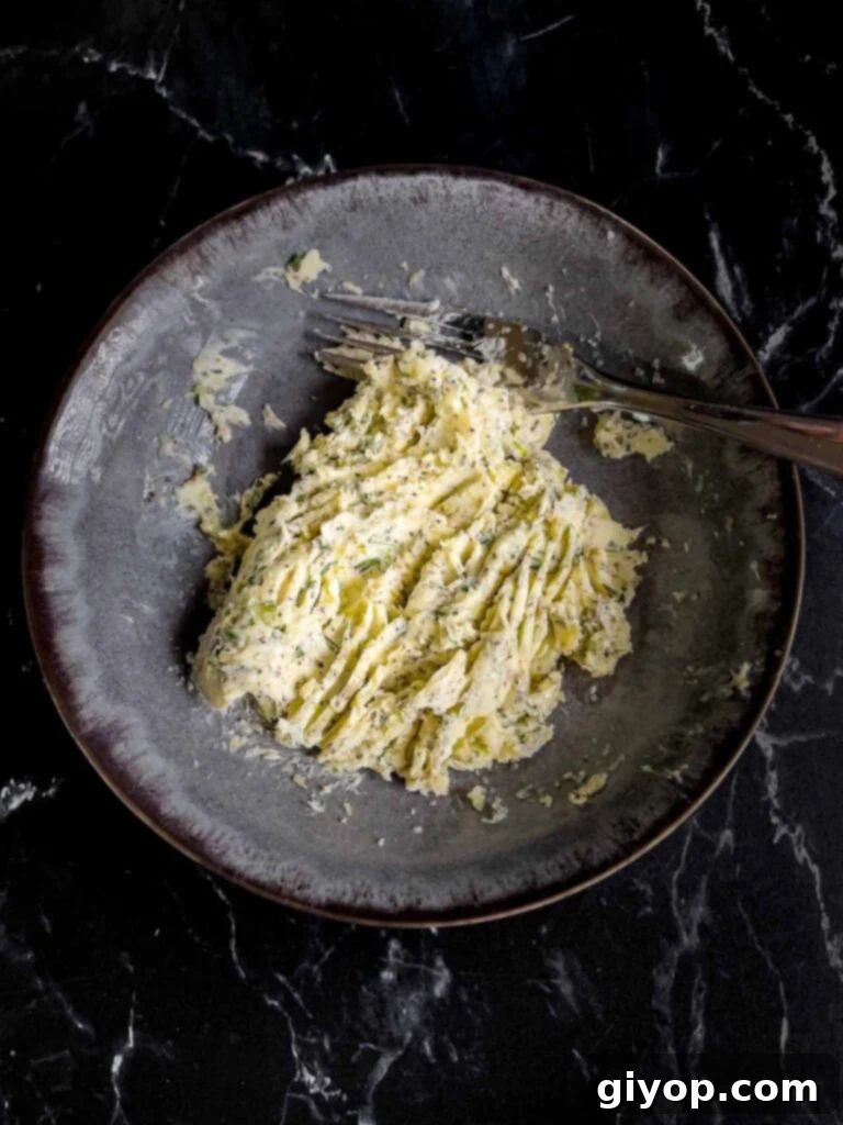 Softened butter mixed with herbs and seasonings.