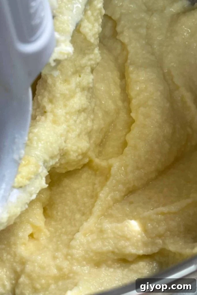 ricotta beat into the creamed butter and sugar.