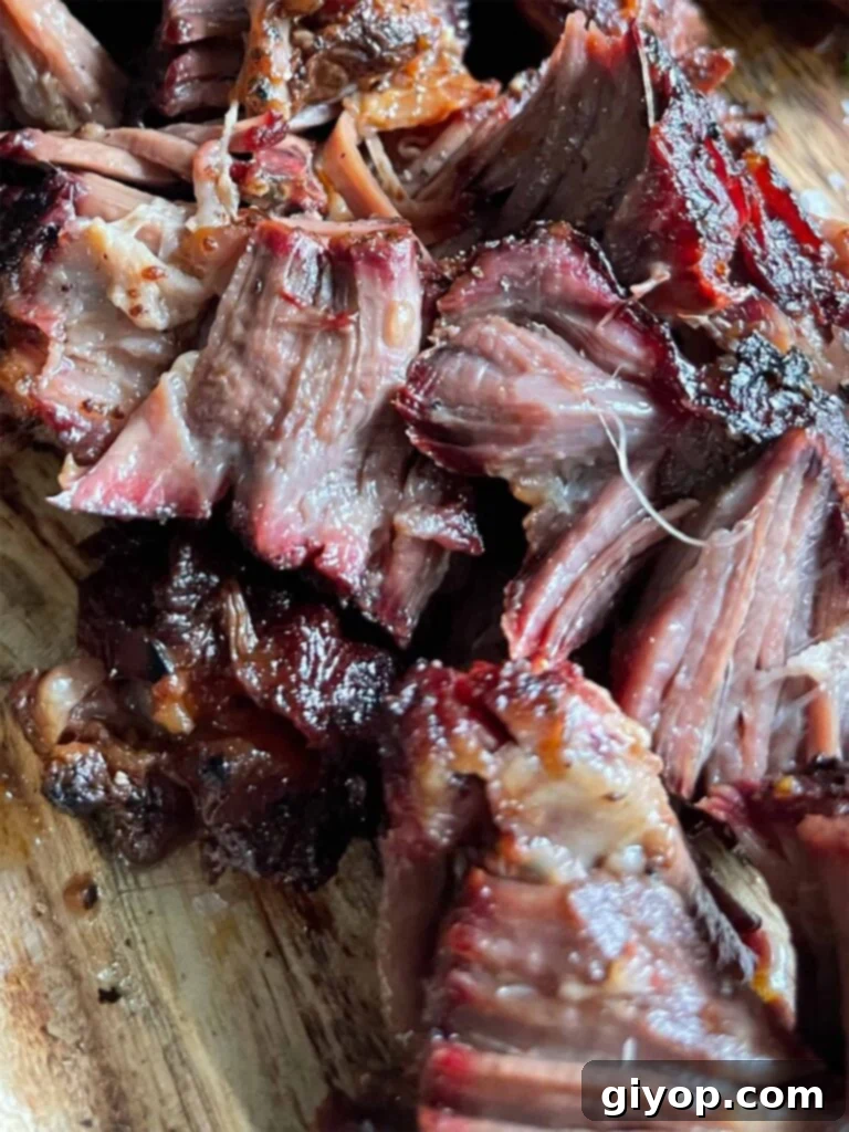 Close up of smoked chuck roast