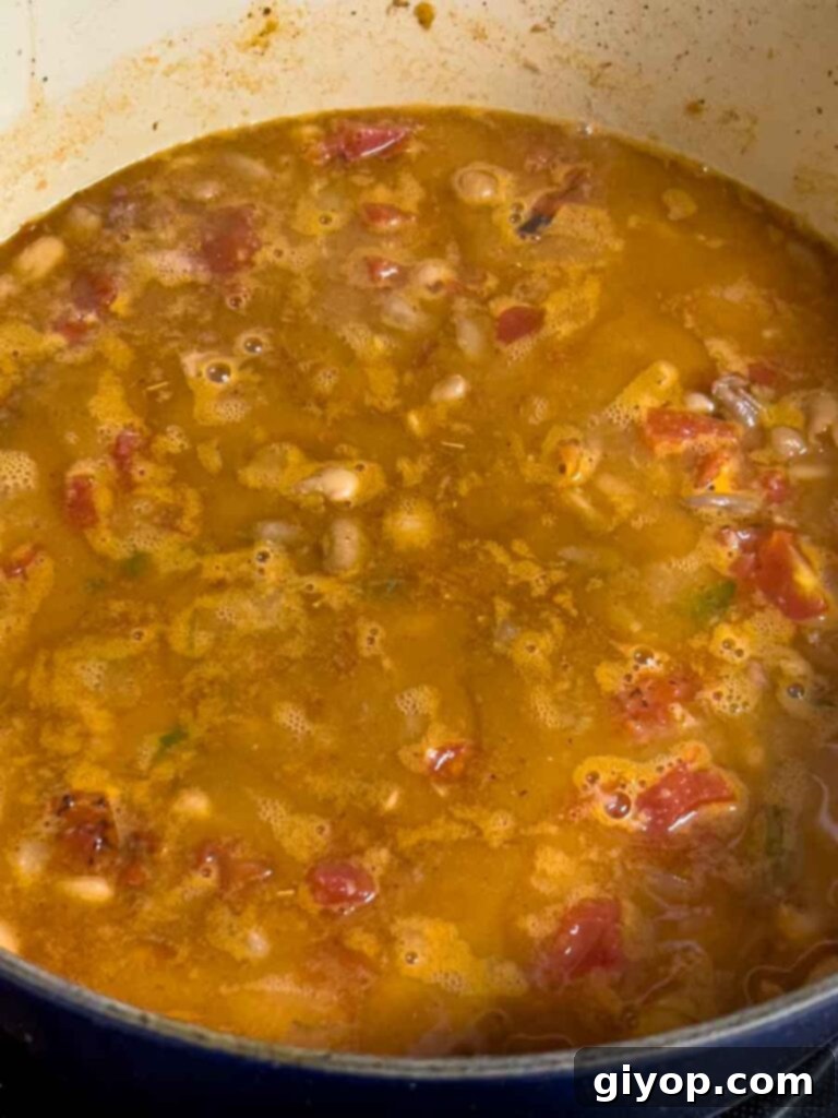 Borracho beans cooked down.