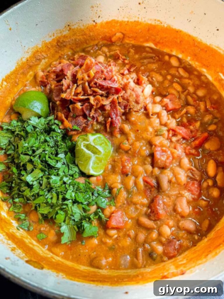 Borracho beans in a dutch oven.