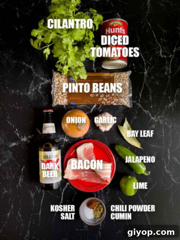 Ingredient picture for borracho beans.