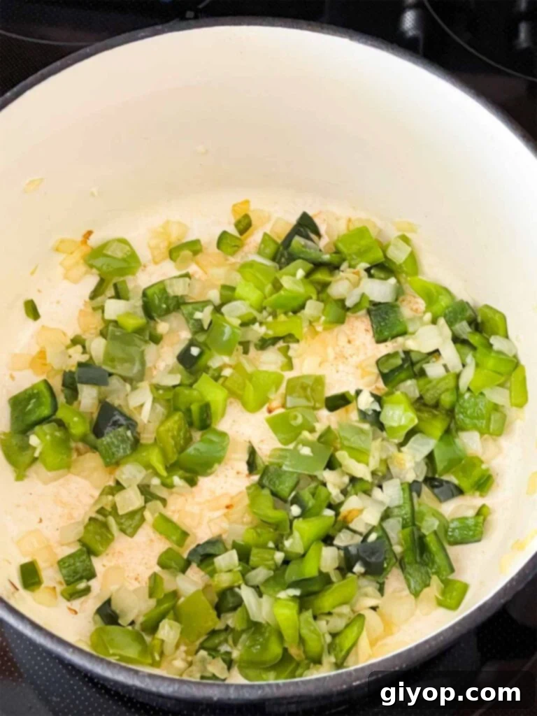 Vegetables cooking in a dutch oven.