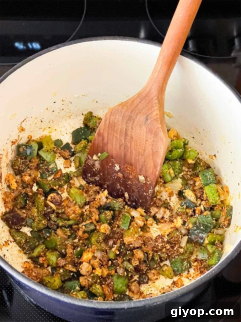 Cooked vegetables in a dutch oven.