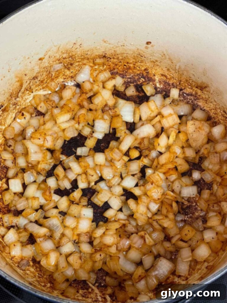 Cooked onions in a dutch oven.