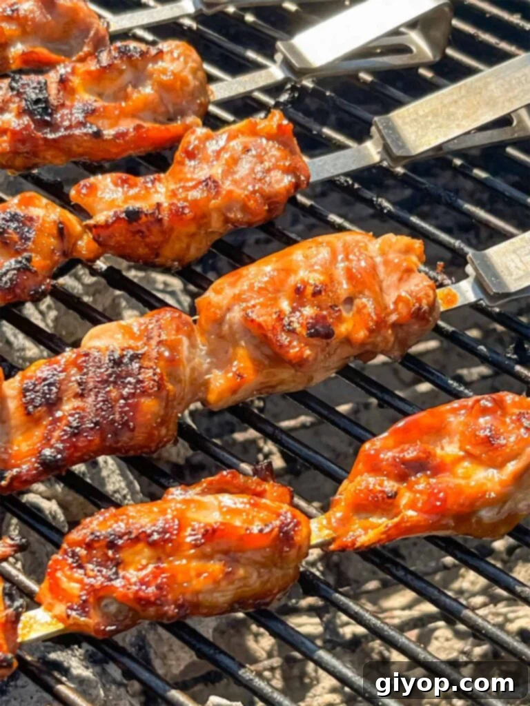 Bourbon chicken on the grill.