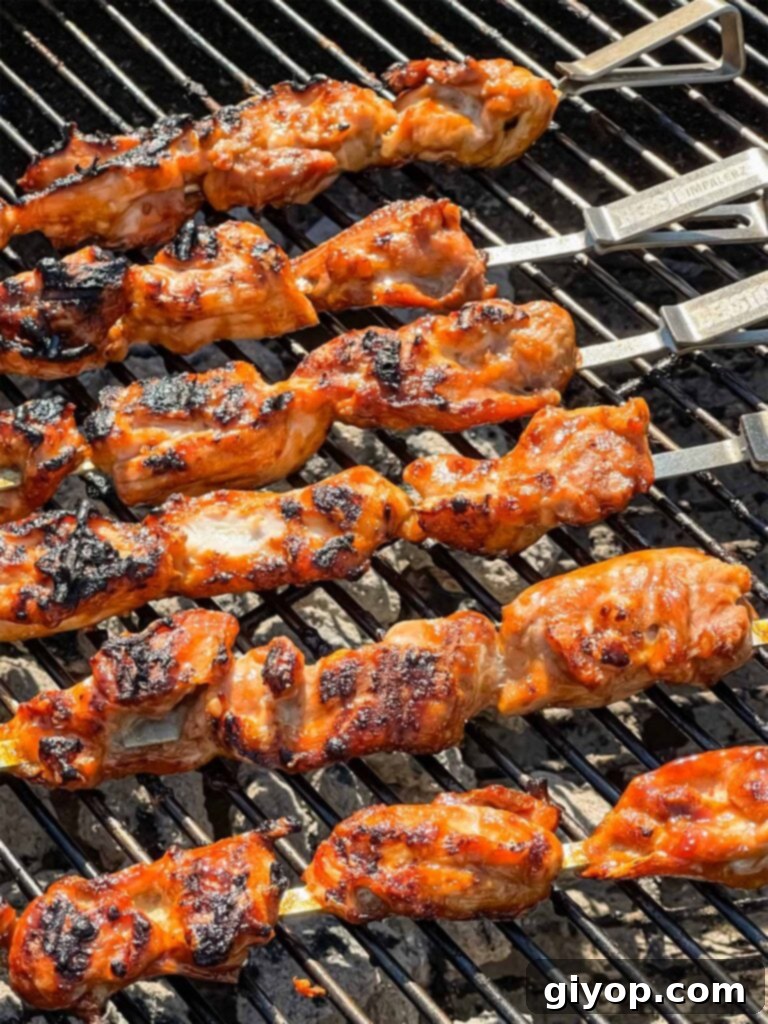 Bourbon chicken on the grill.