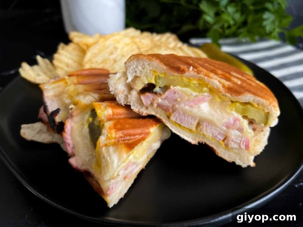 Grilled Mojo Pork Roulade 14 A perfectly pressed and grilled Cuban Pork Tenderloin Panini, sliced and ready to eat.