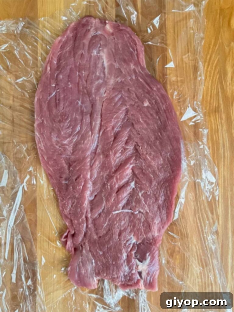 Grilled Mojo Pork Roulade 6 Fully flattened, roll-cut pork tenderloin ready for pounding.