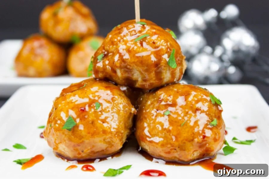 Firecracker Chicken Meatballs - These pack loads of spicy, sticky, slightly sweet flavor in one little morsel!