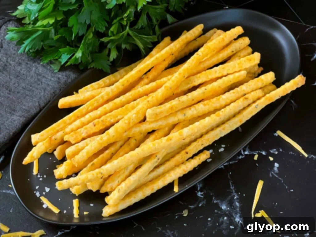 Savory Cheddar Herb Twists 2 Crispy Cheddar and herb cheese straws artfully arranged on a sleek black plate, ready to be served as an irresistible appetizer or snack.