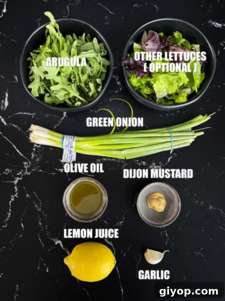 A curated selection of fresh ingredients including shrimp, corn, tomatoes, and arugula for the salad.