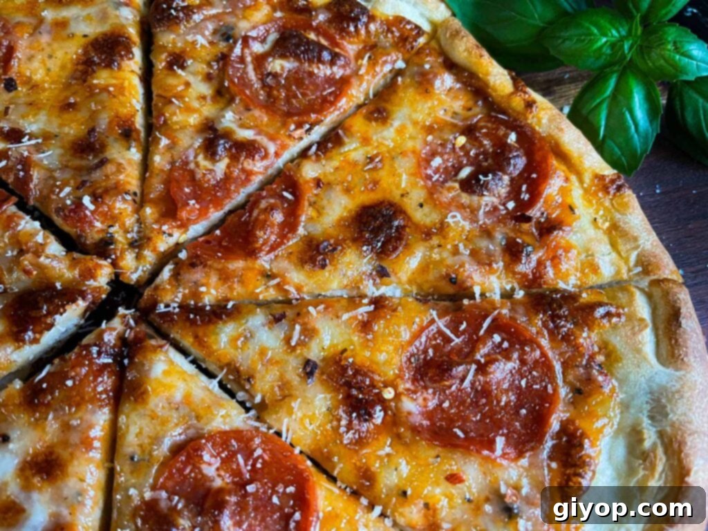 Homemade pepperoni pizza using homemade pizza dough.