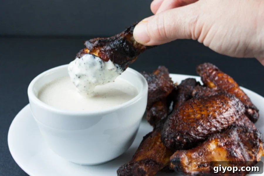 Ultimate Alabama White BBQ Sauce 2 Alabama White BBQ Sauce being used on a smoked chicken wing.