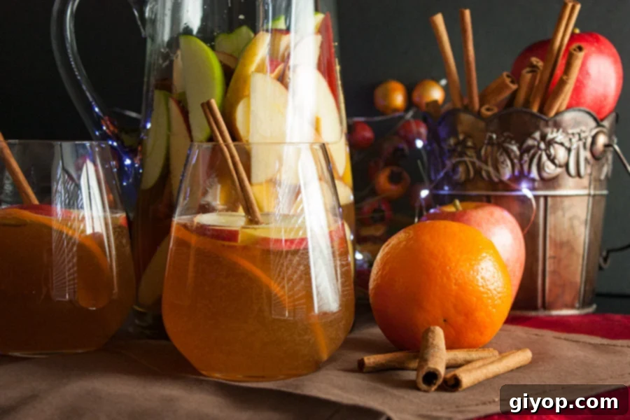 Cider Ginger Beer Sangria in a large glass picture.